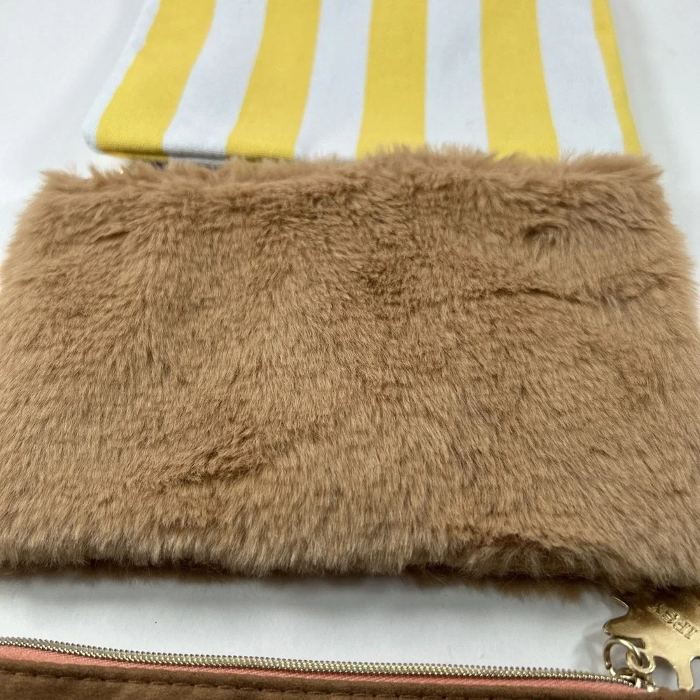 Lot 4 Ipsy Cosmetic Bags Furry Suede Like Pink